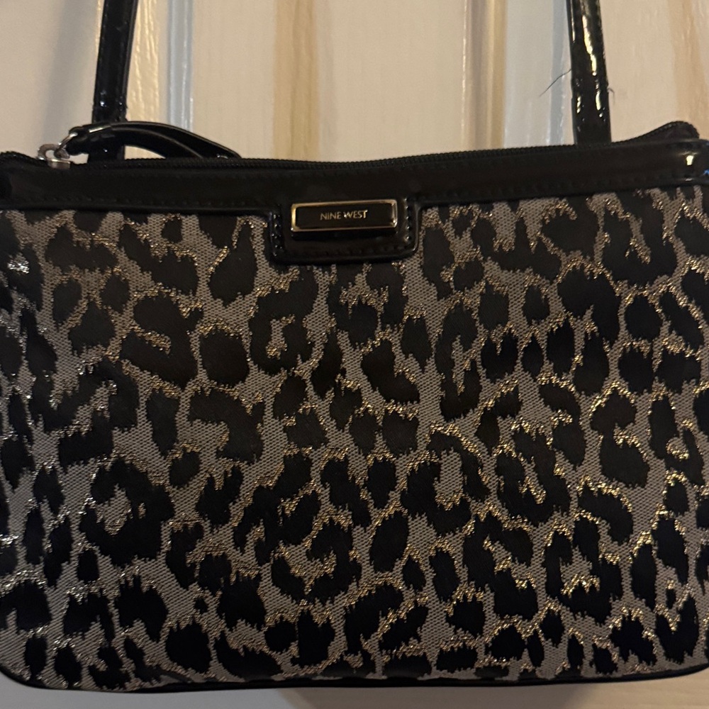 Nine West Black and Silver Leopard Shoulder Bag